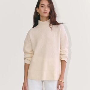 NWT THE HONEYCOMB FUNNEL NECK IN WOOL CASHMERE - Bone (No Longer Sold)